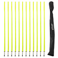 A set of 12 Agility Telescopic Poles, laid side-by-side, white background.