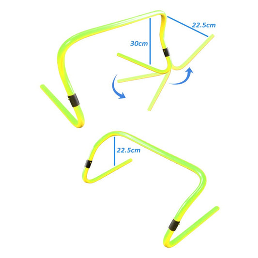 Adjustable Agility Hurdles, side-by-side adjustment comparison, white background.