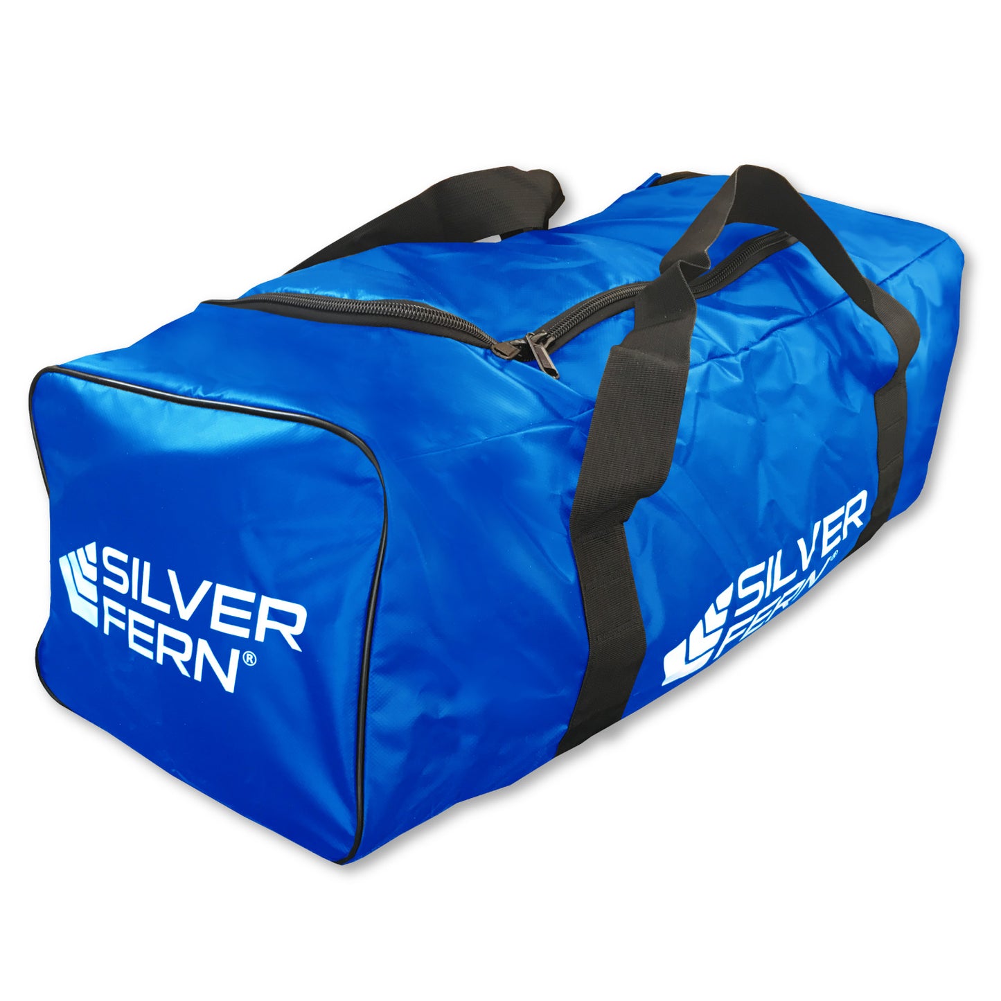 Silver Fern blue PVC gear bag size large, white background, product showcase