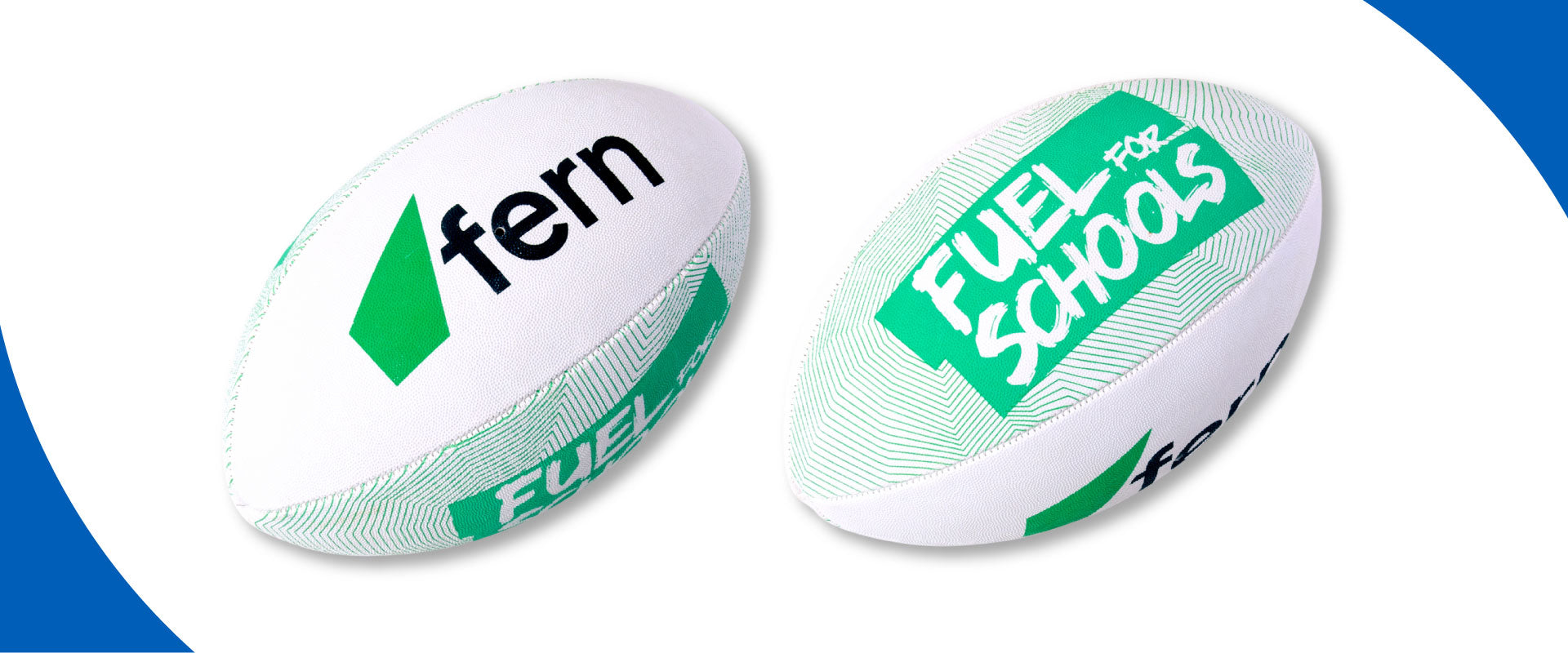 Silver Fern custom balls banner, desktop view, rugby custom ball, size 3, fern energy, 2 sides