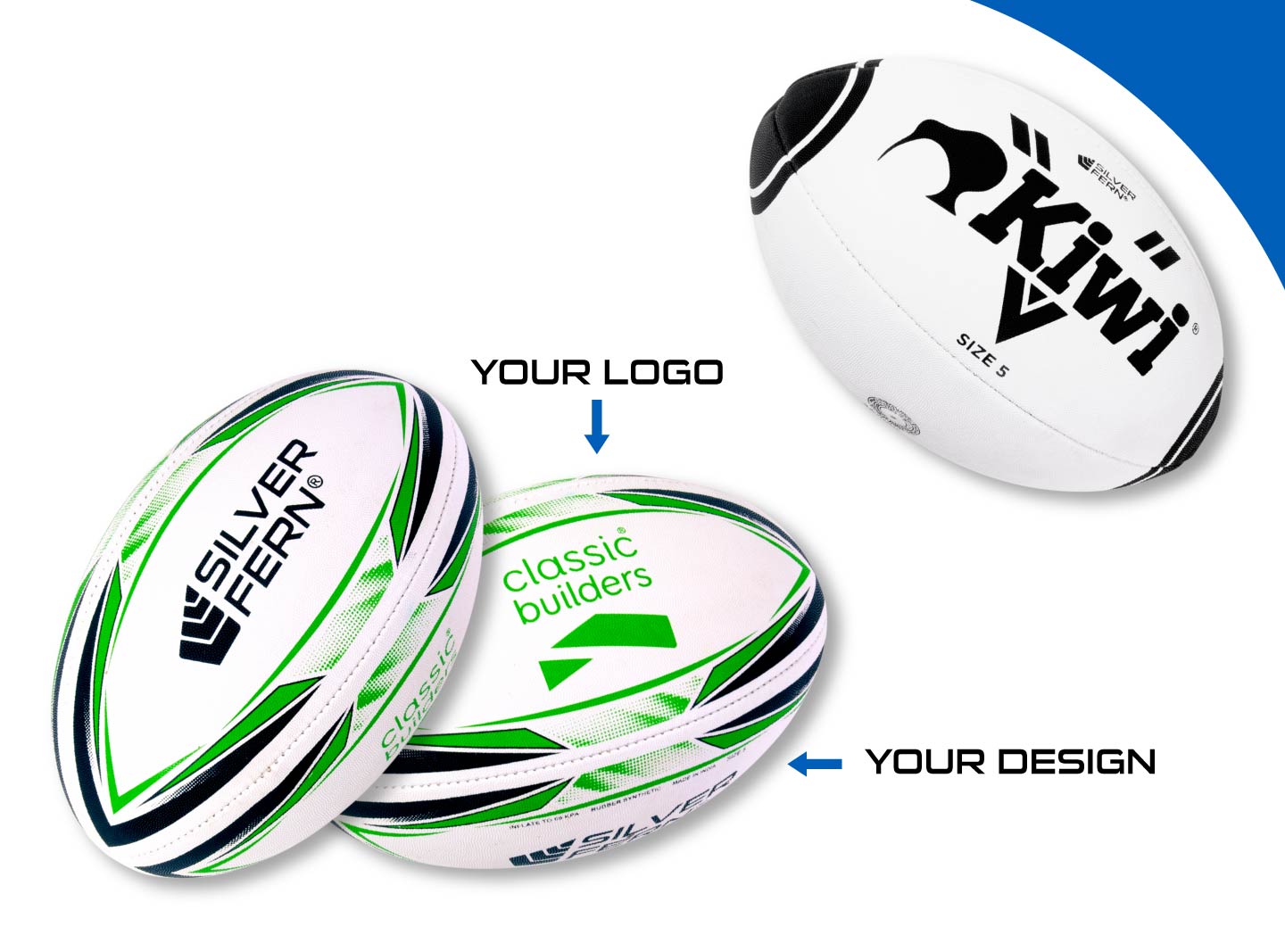 Silver Fern custom balls banner, mobile view, your logo, your design