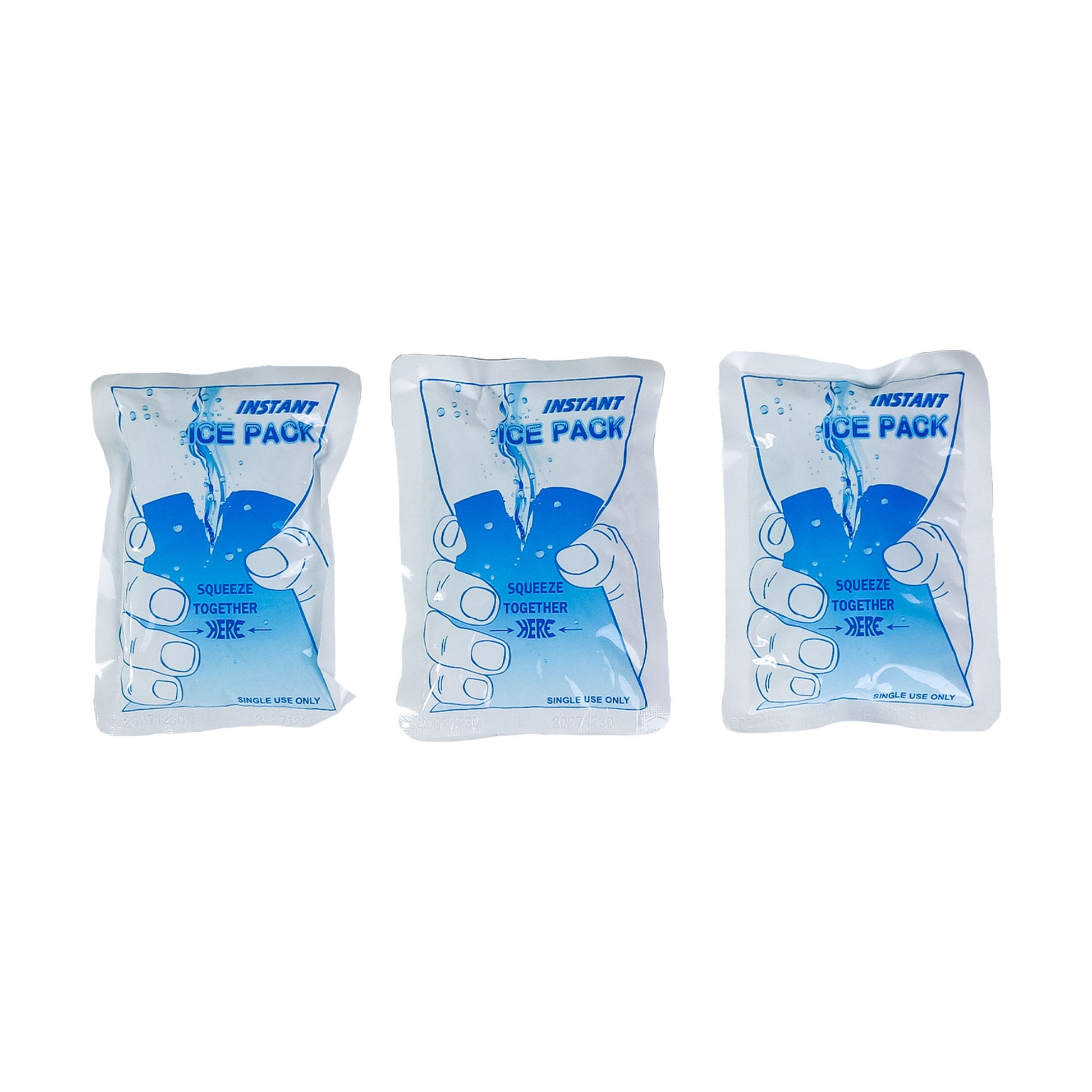 3x Units Instant Ice Pack. White Background.