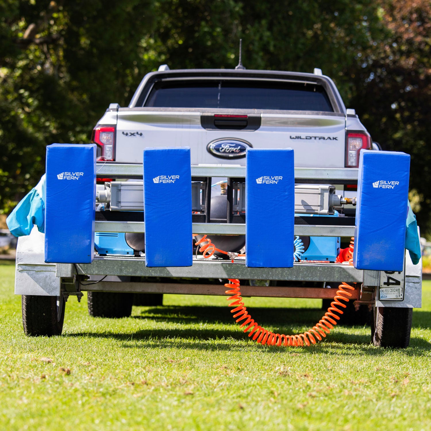 Silver Fern Live Scrum Machine attached to the back of a trailer.