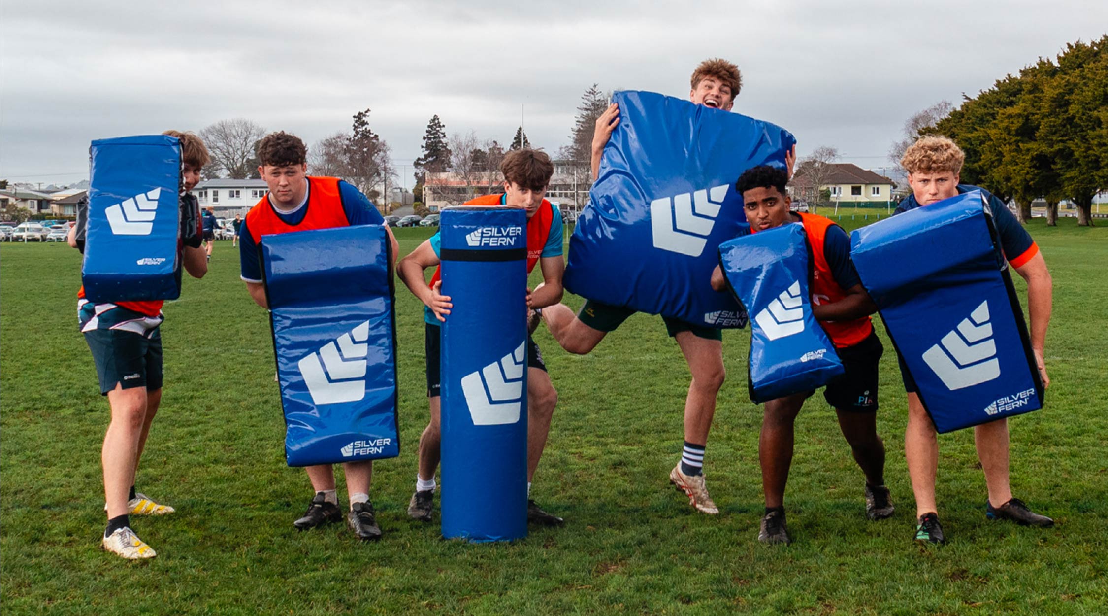 Silver Fern Members Club banner, mobile view, TBC rugby club holding Silver Fern's contact equipment range, hit pads, tackle bags