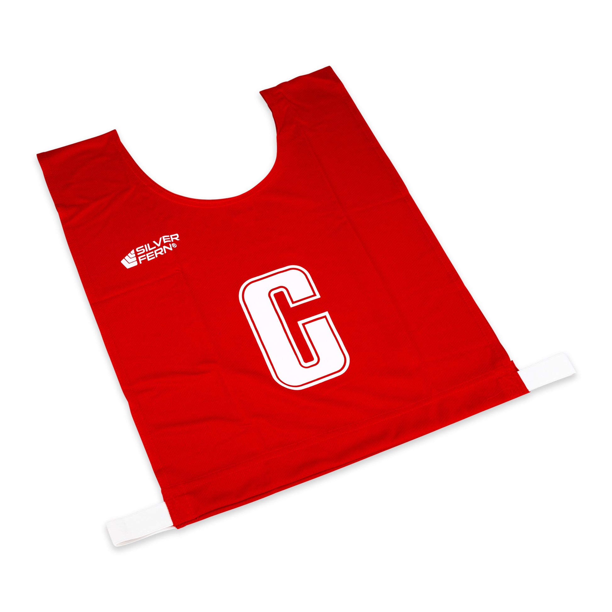 Netball Bib Set 6 A Side Red White Background