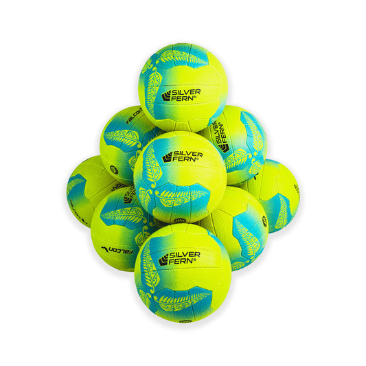 10 Ball Pack Netball Falcon Yellow/Blue Size 5