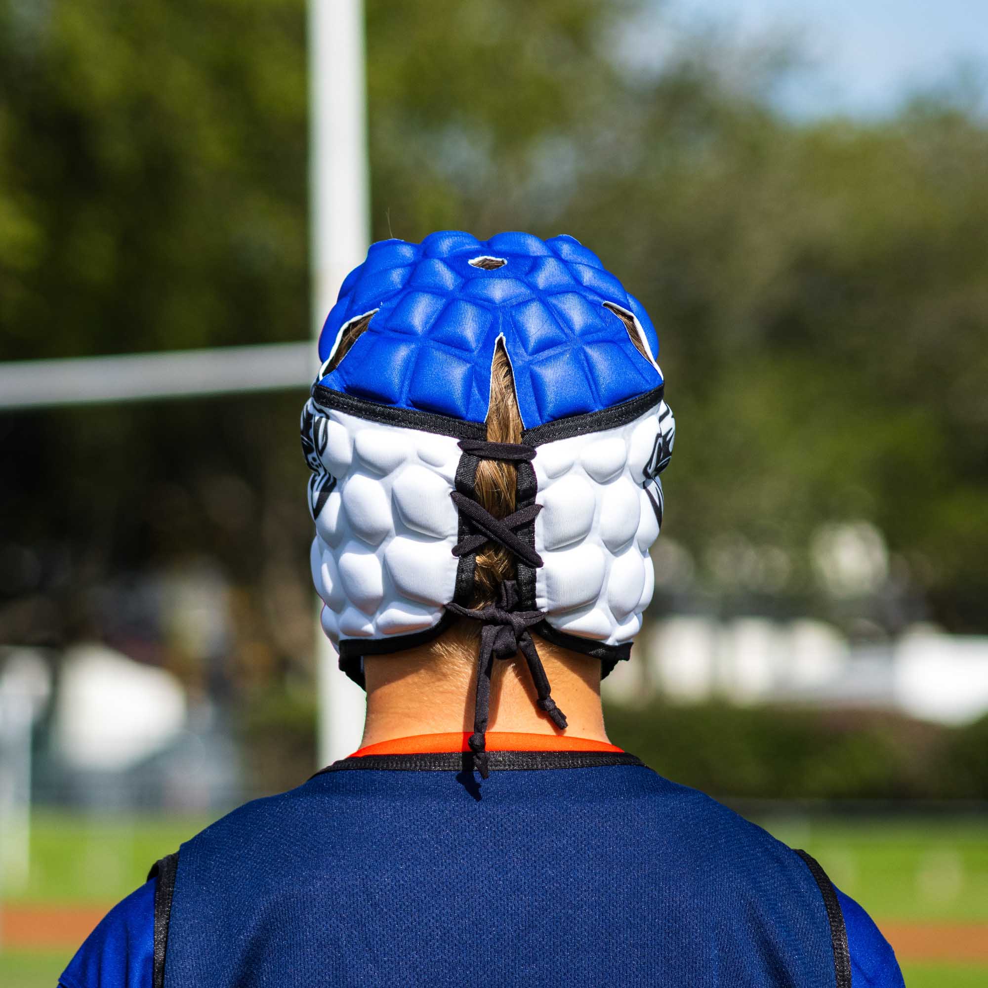 Official NRL Headgear, Canterbury-Bankstown Bulldogs, lifestyle image, back.
