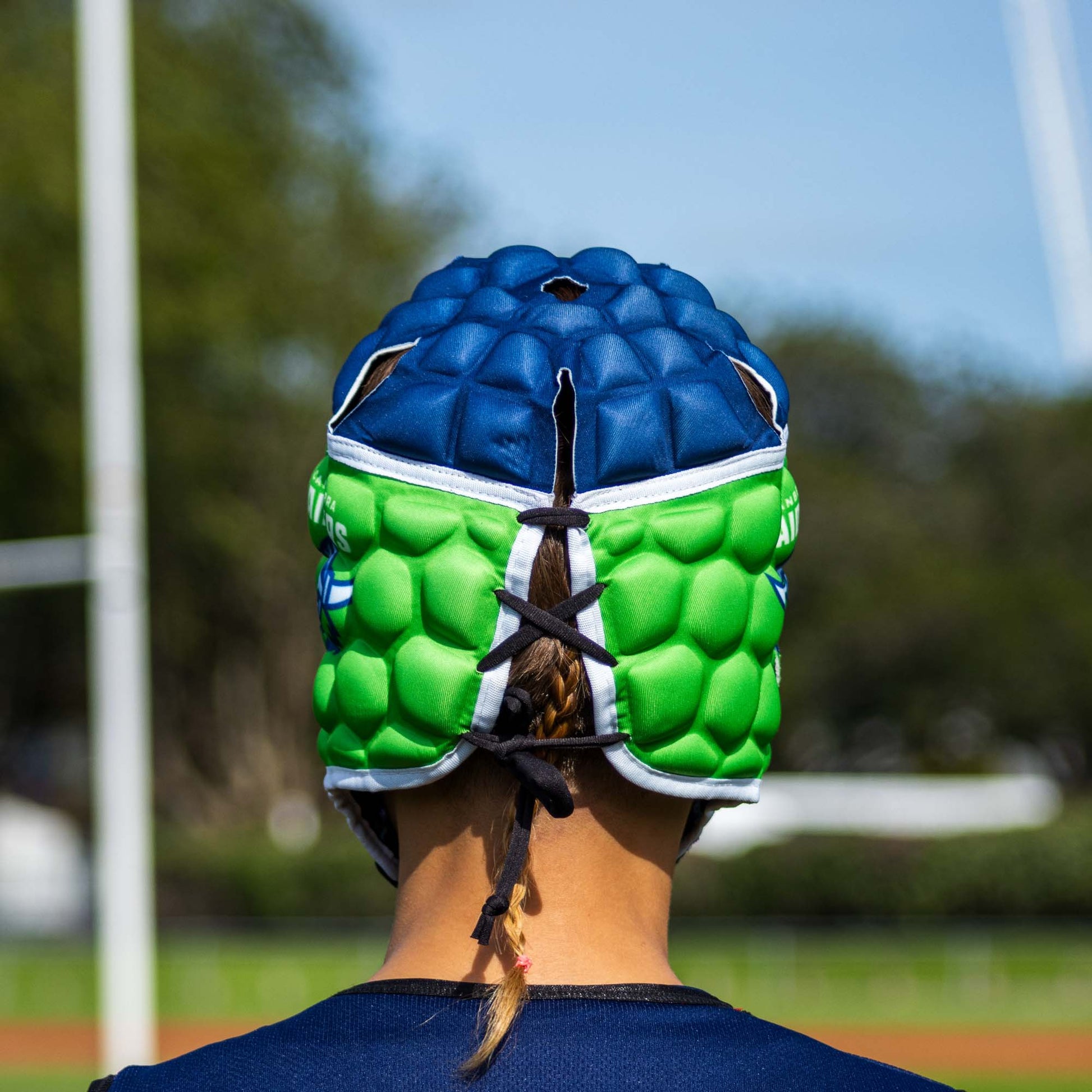 Official NRL Headgear, Canberra Raiders, lifestyle image, back.