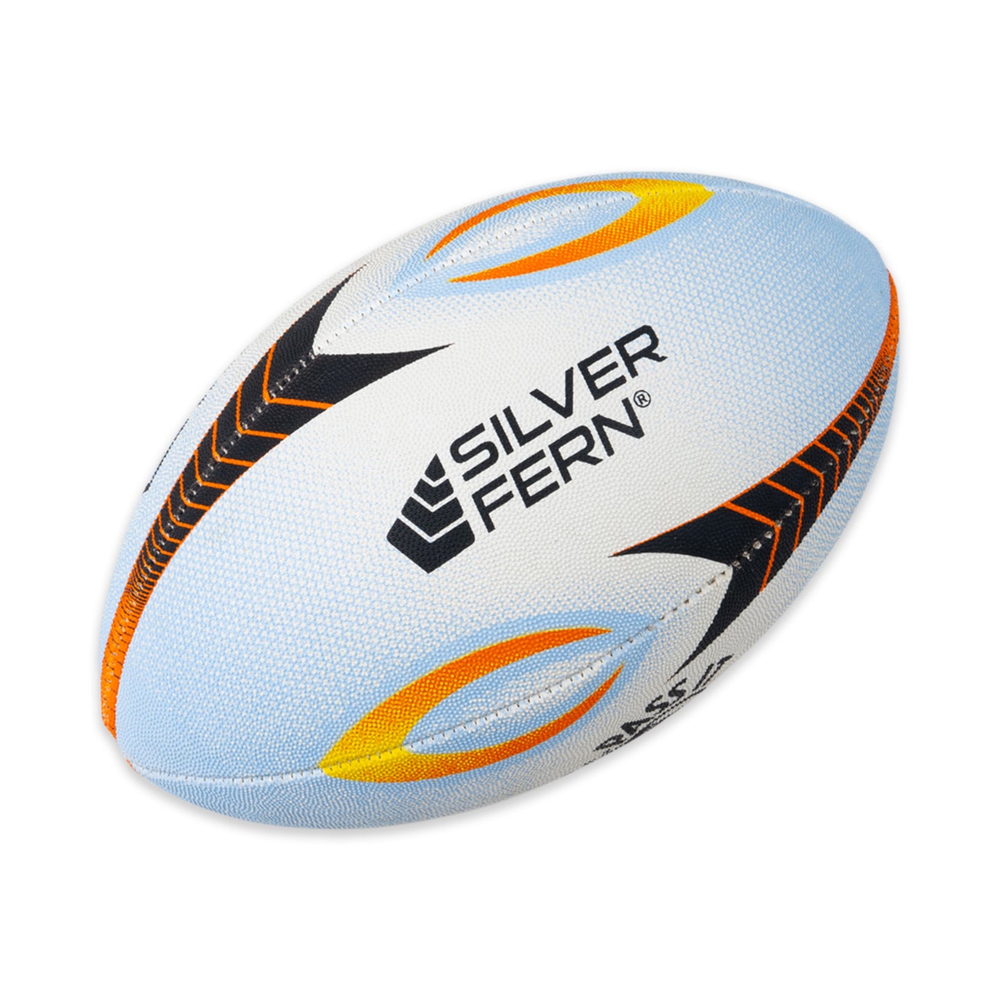 Pass It Forward Rugby Ball Size 2.5, White Background Image, Silver Fern Logo