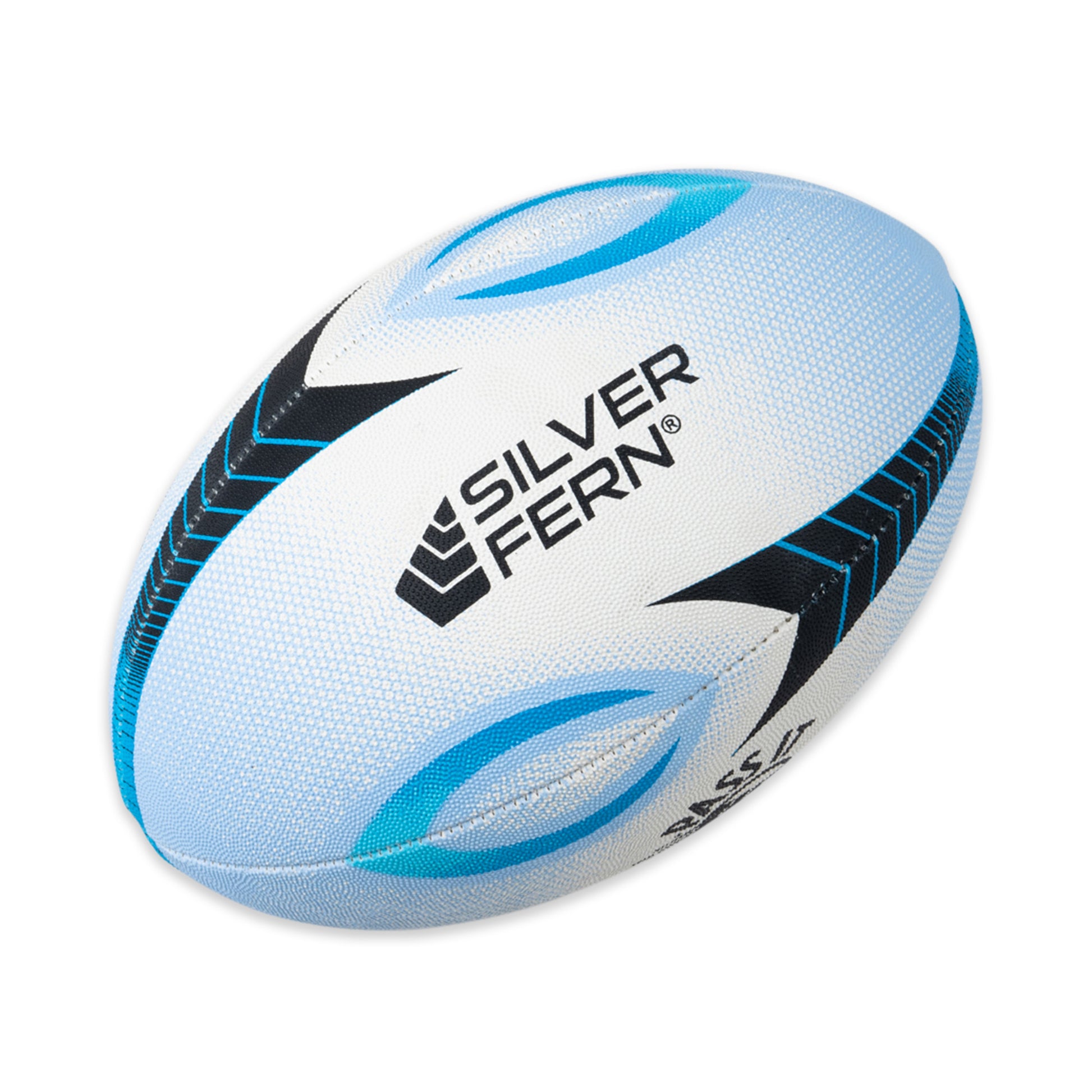 Pass It Forward Rugby Ball Size 3, White Background Image, Silver Fern Logo