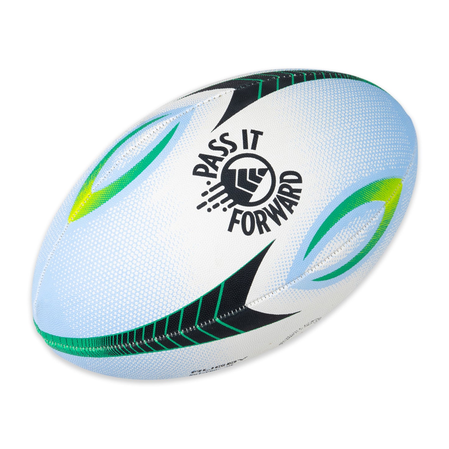 Pass It Forward Rugby Ball Size 4, White Background Image, PIF Logo