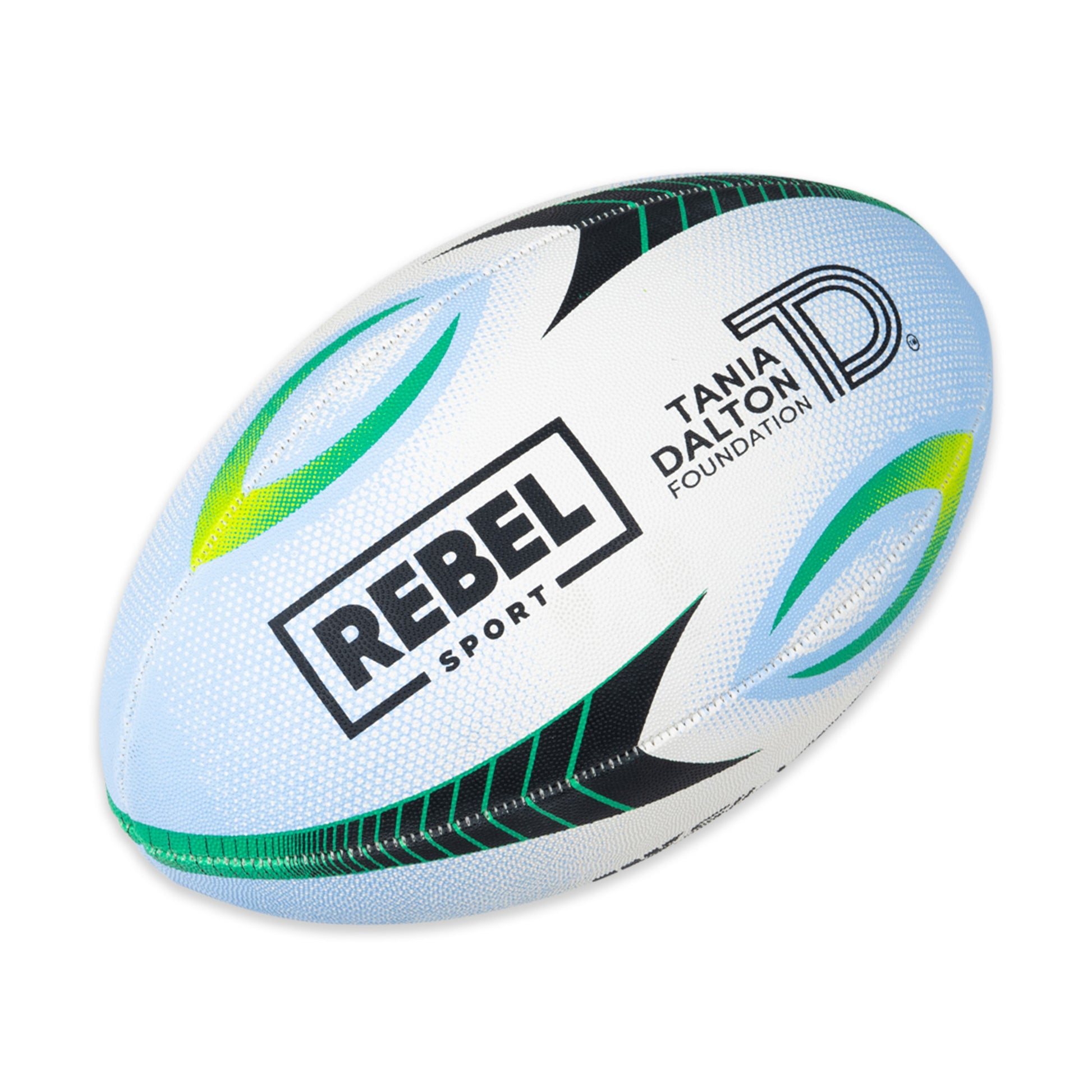 Pass It Forward Rugby Ball Size 4, White Background Image, Rebel Sport Logo