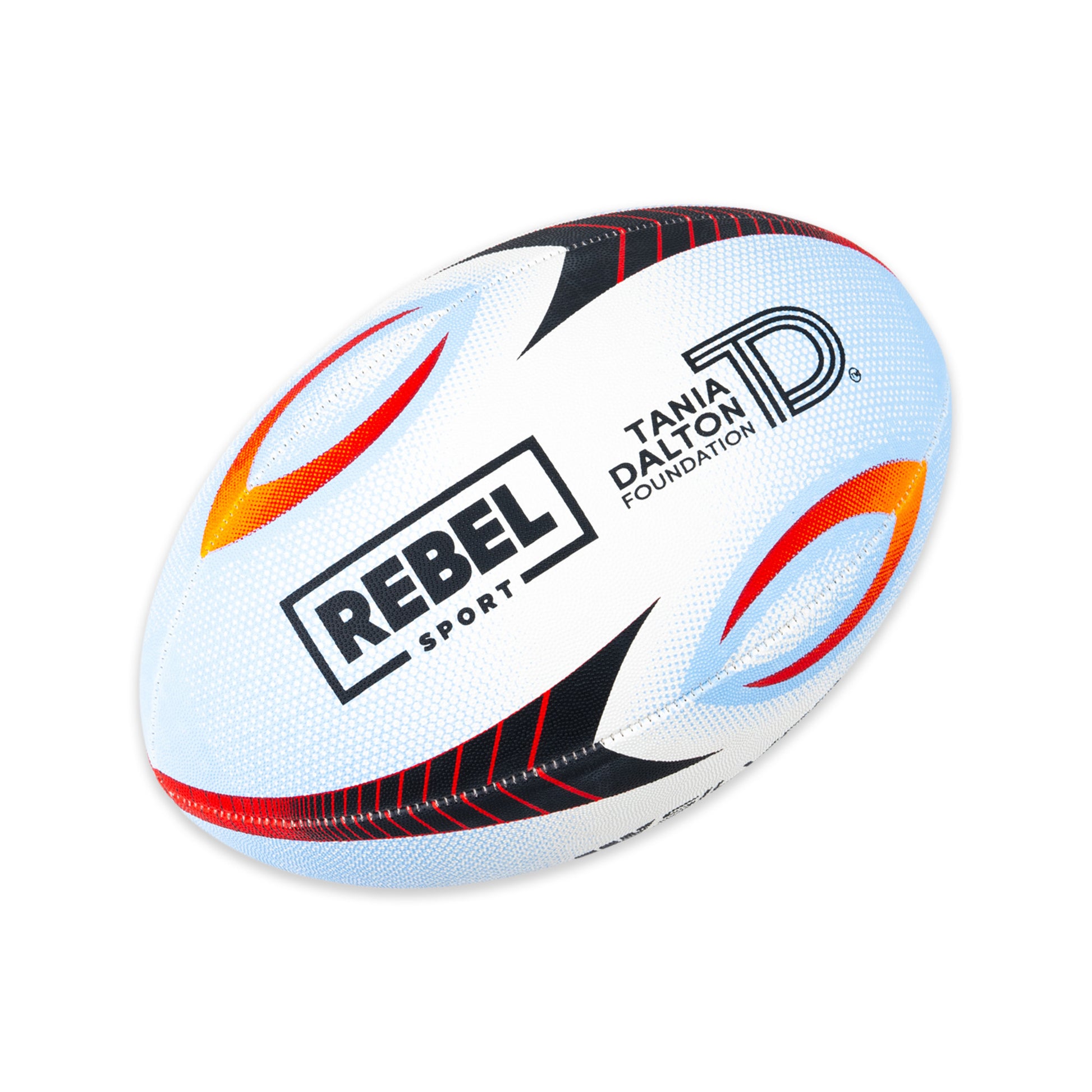 Pass It Forward Rugby Ball Size 5, White Background Image, Rebel Sport Logo