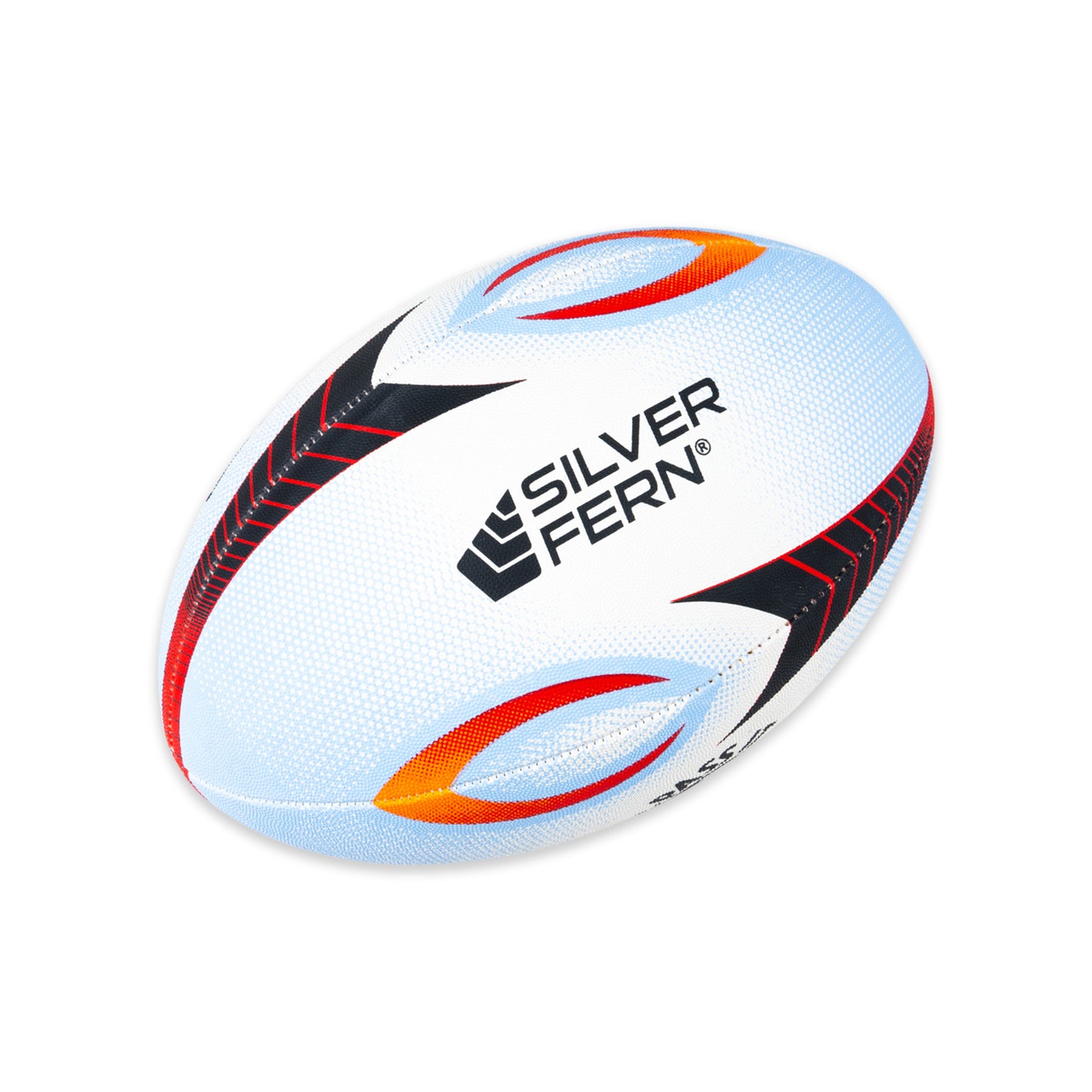 Pass It Forward Rugby Ball Size 5, White Background Image, Silver Fern Logo