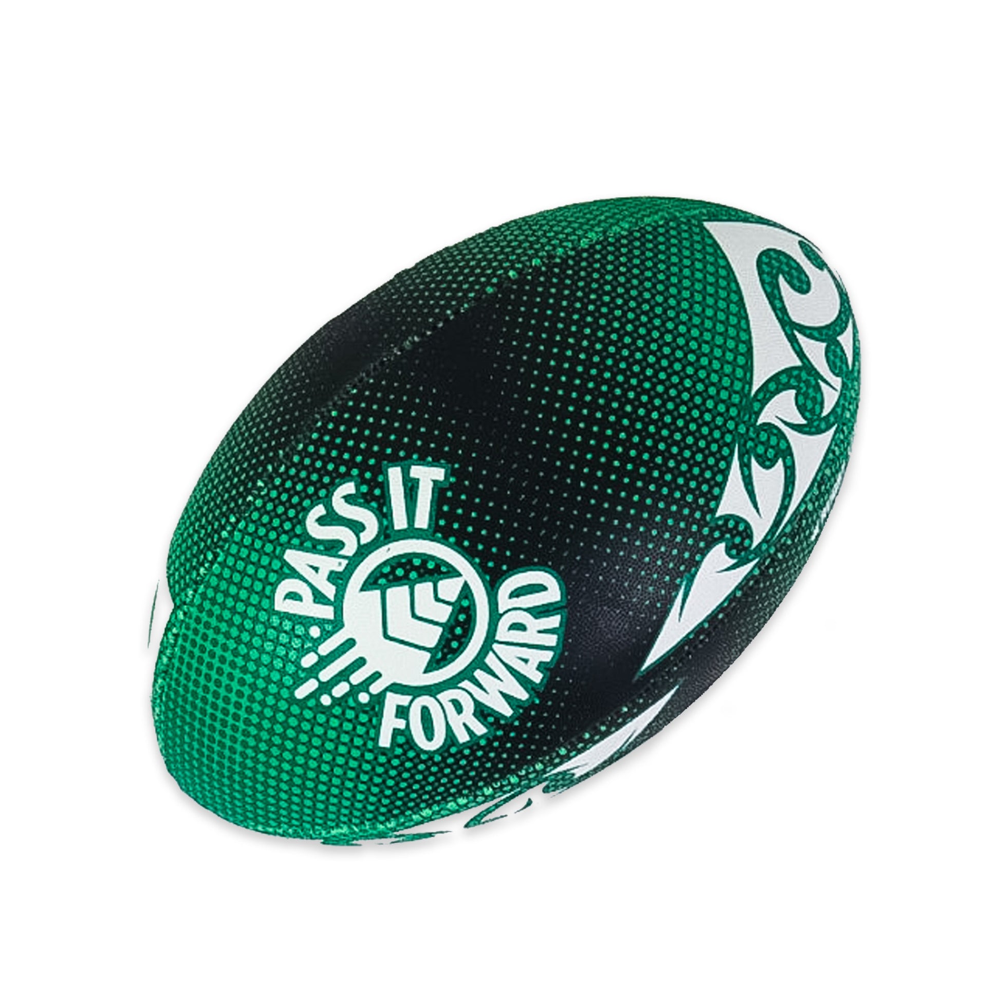 Pass It Forward Rugby League Ball Size 5, White Background Image, PIF Logo