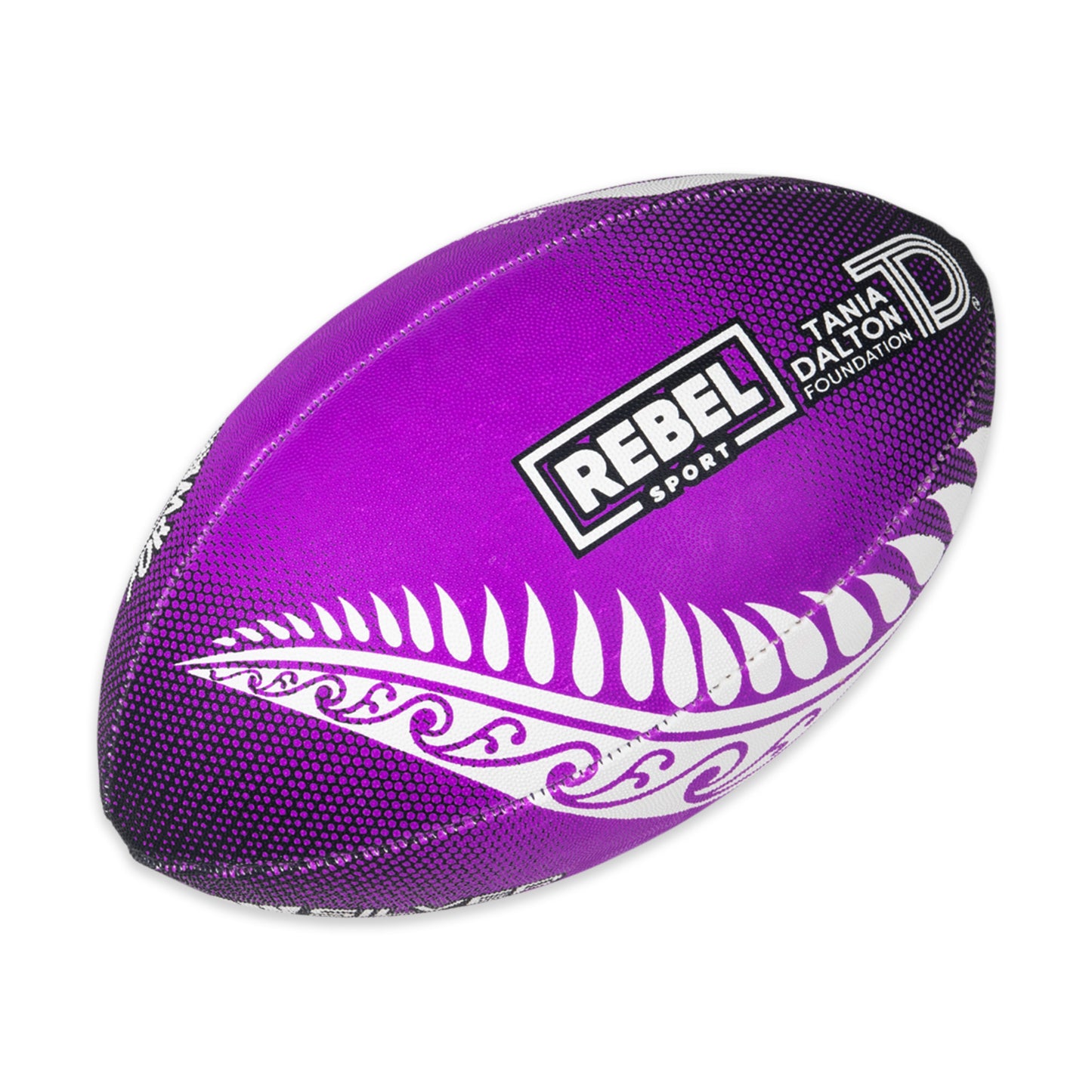 Pass It Forward Touch Rugby Ball Size 4 Purple Haze, White Background Image, Rebel Sport Logo