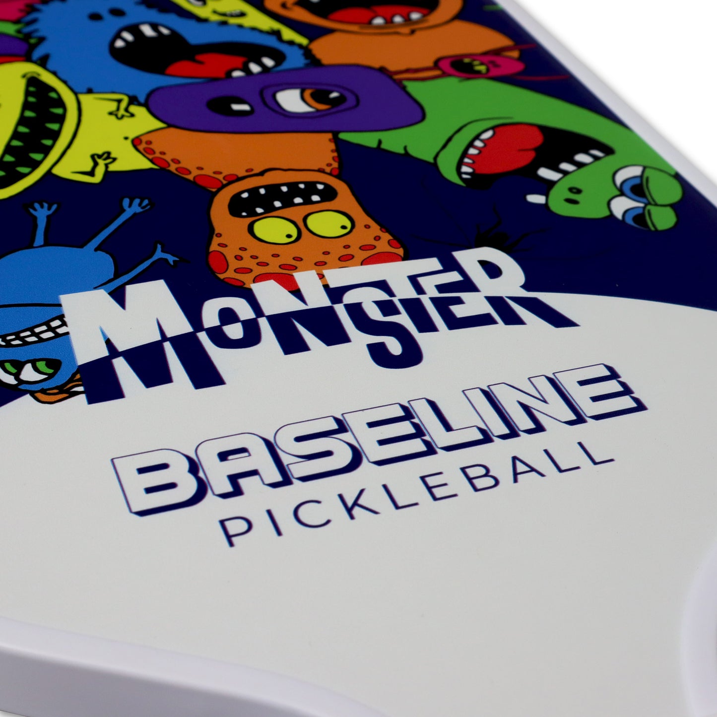 Close Up Baseline Pickleball Bat Monster Design