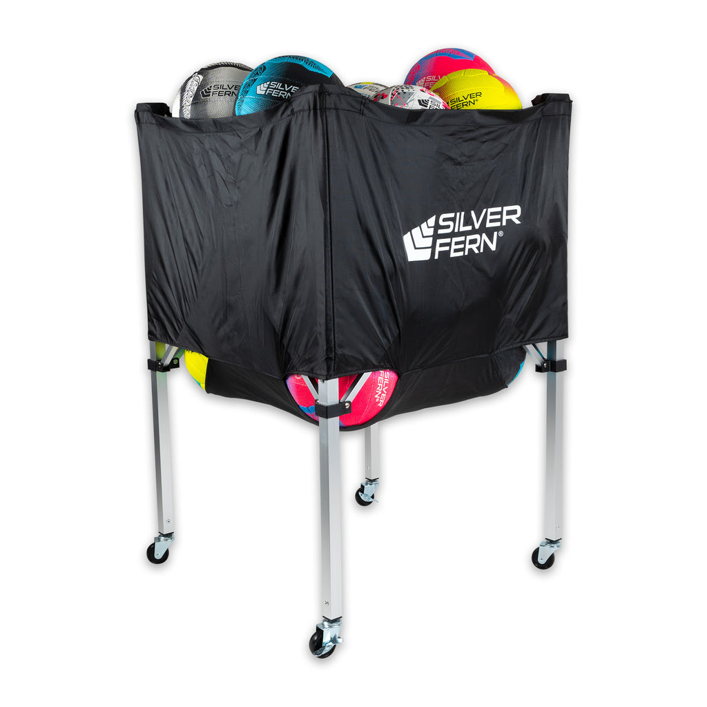 Portable Ball Cart Full of Balls White Background