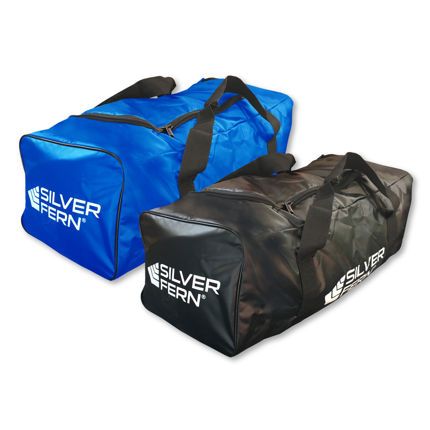 Silver Fern PVC gear bag size large both colours side by side, white background, product showcase