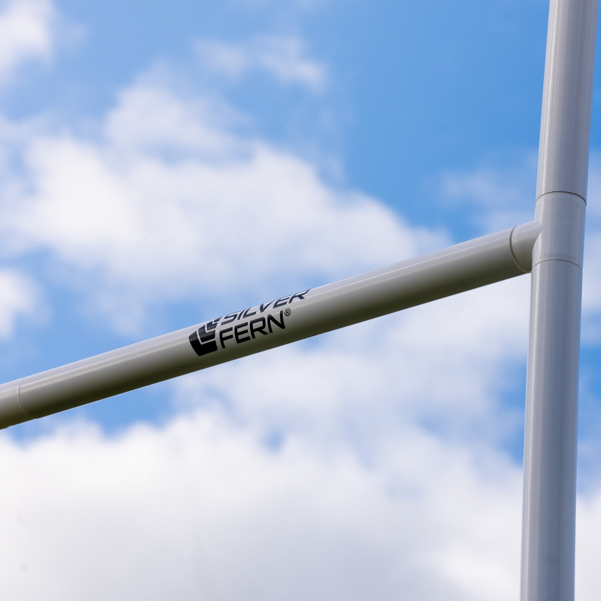 Silver Fern Junior Rugby Goal Post, Close-up of goal post pole and crossbar attachment