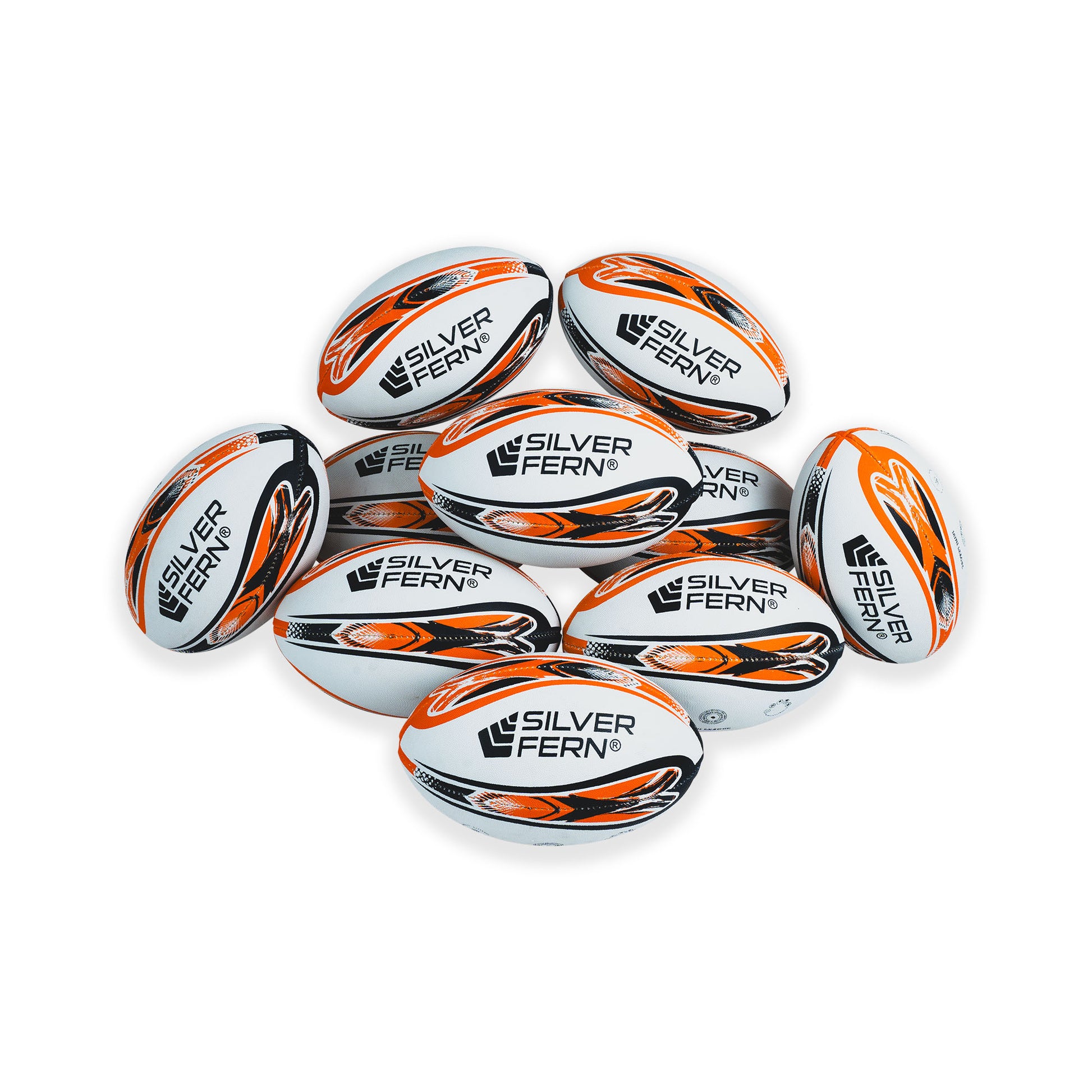 10 Ball Pack Silver Fern Rugby League Trainer Ball Mini Size 3