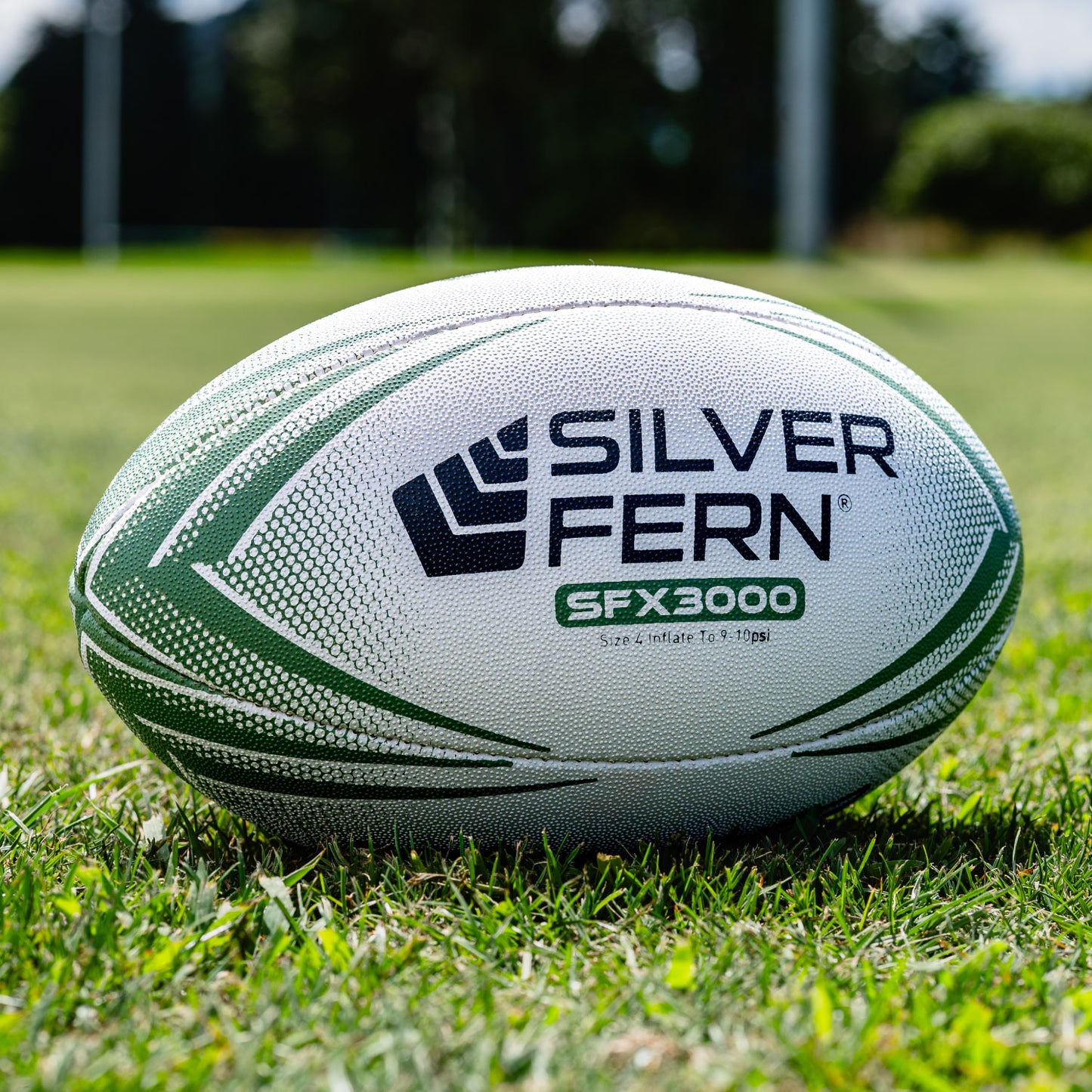 Silver Fern Rugby Match Ball SFX3000 Size 4, lifestyle shot