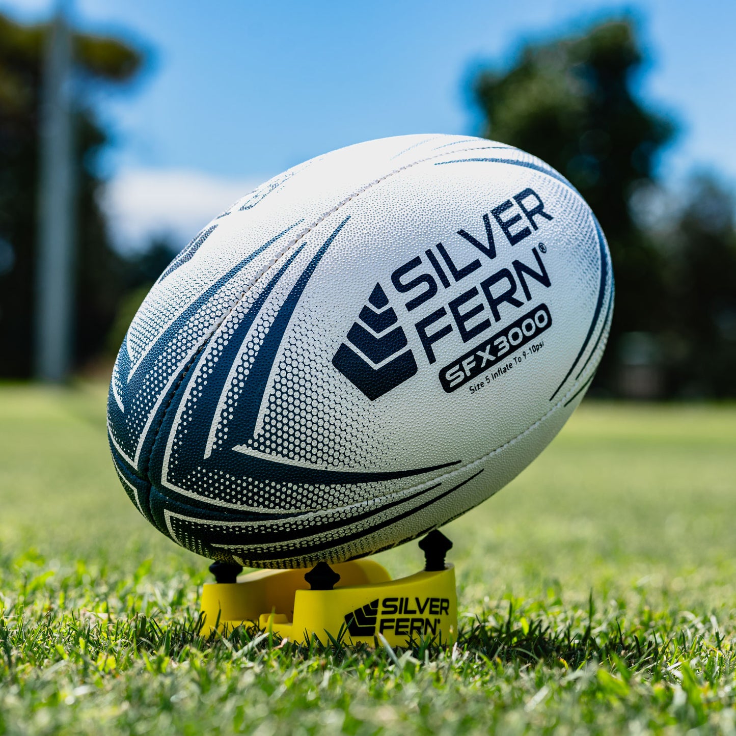 Silver Fern Rugby Match Ball SFX3000 Size 5, lifestyle shot