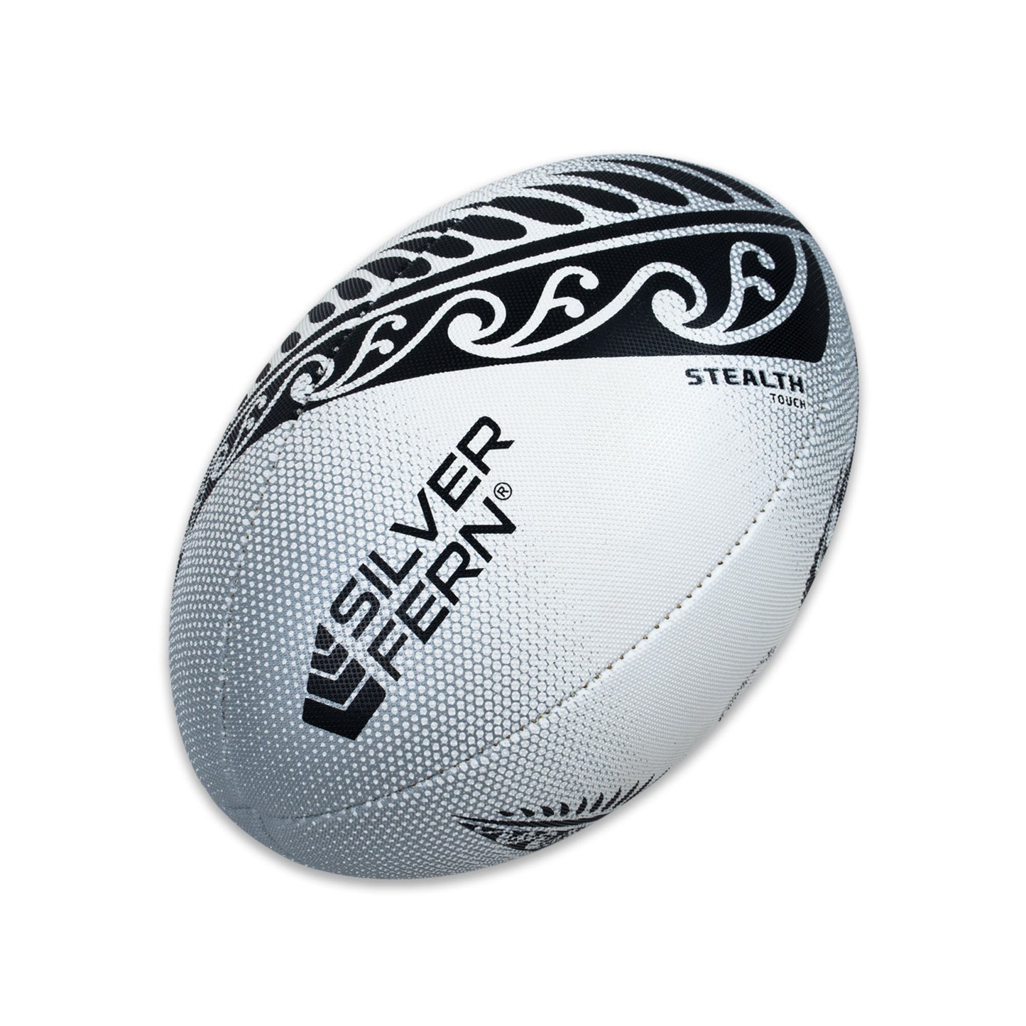 White and Black Match Touch Rugby Ball white blackground