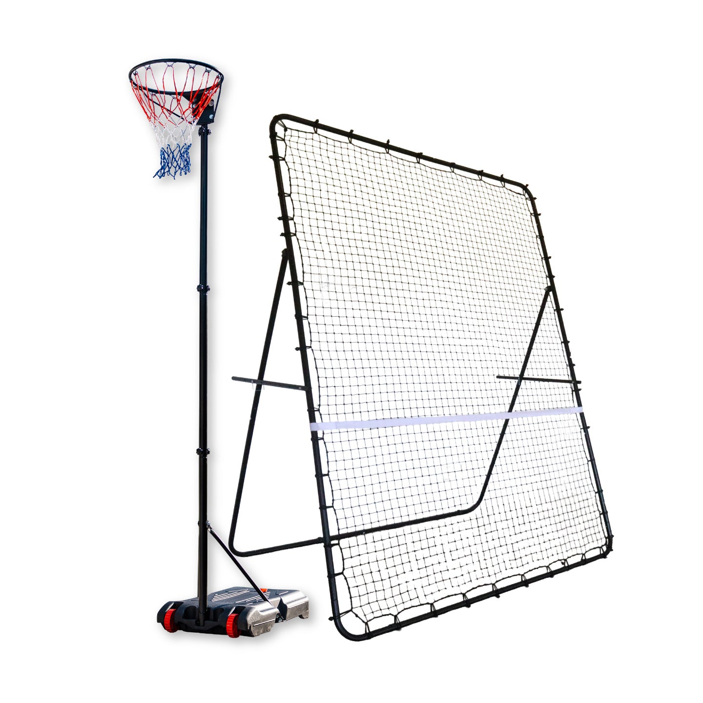 Silver Fern Ultimate Pack Netball Stand and Rebounder Net, White background image